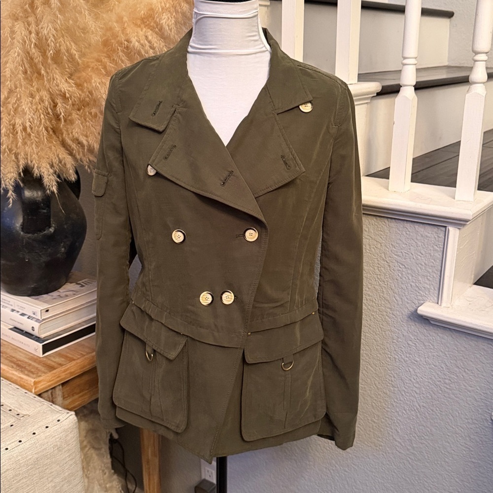 Anthropologie Daughters Of The Liberation Olive Double Breasted Military Jacket
